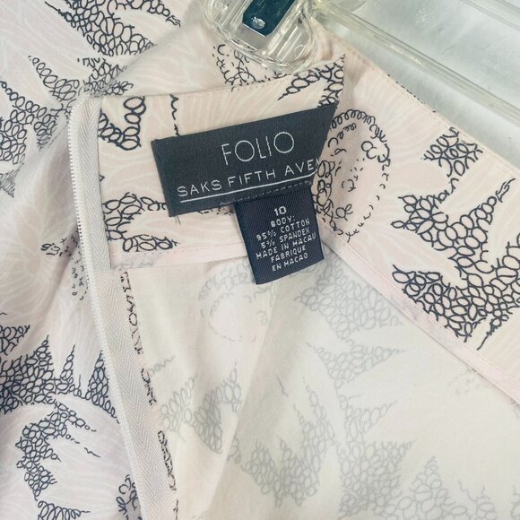 Folio Saks Fifth Avenue Floral Print Ruffle Hem Skirt Pale Pink & Black Size 10 - Picture 2 of 8
